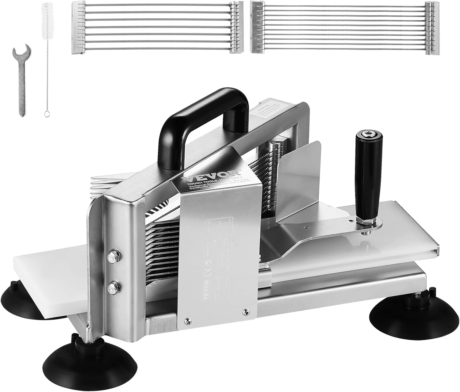 VEVOR - trancheuse à tomates manuelle - 4,8/6,35/9,5 mm - inox, pieds antidérapants