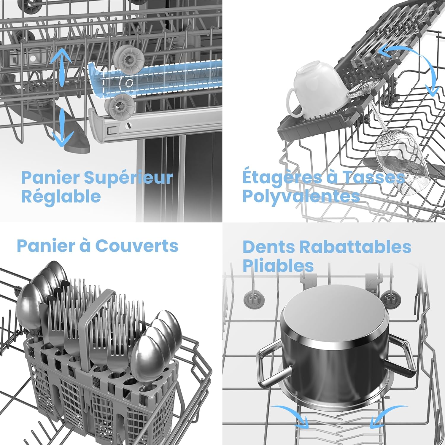 COMFEE' - Lave-vaisselle 10 couverts, départ différé, paniers flexibles, blanc - CDWEF1034BW