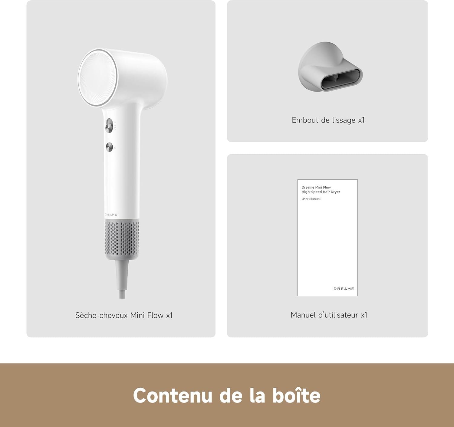 Dreame - Mini Flow - 270g - séchage rapide, 100 000RPM, 5 modes