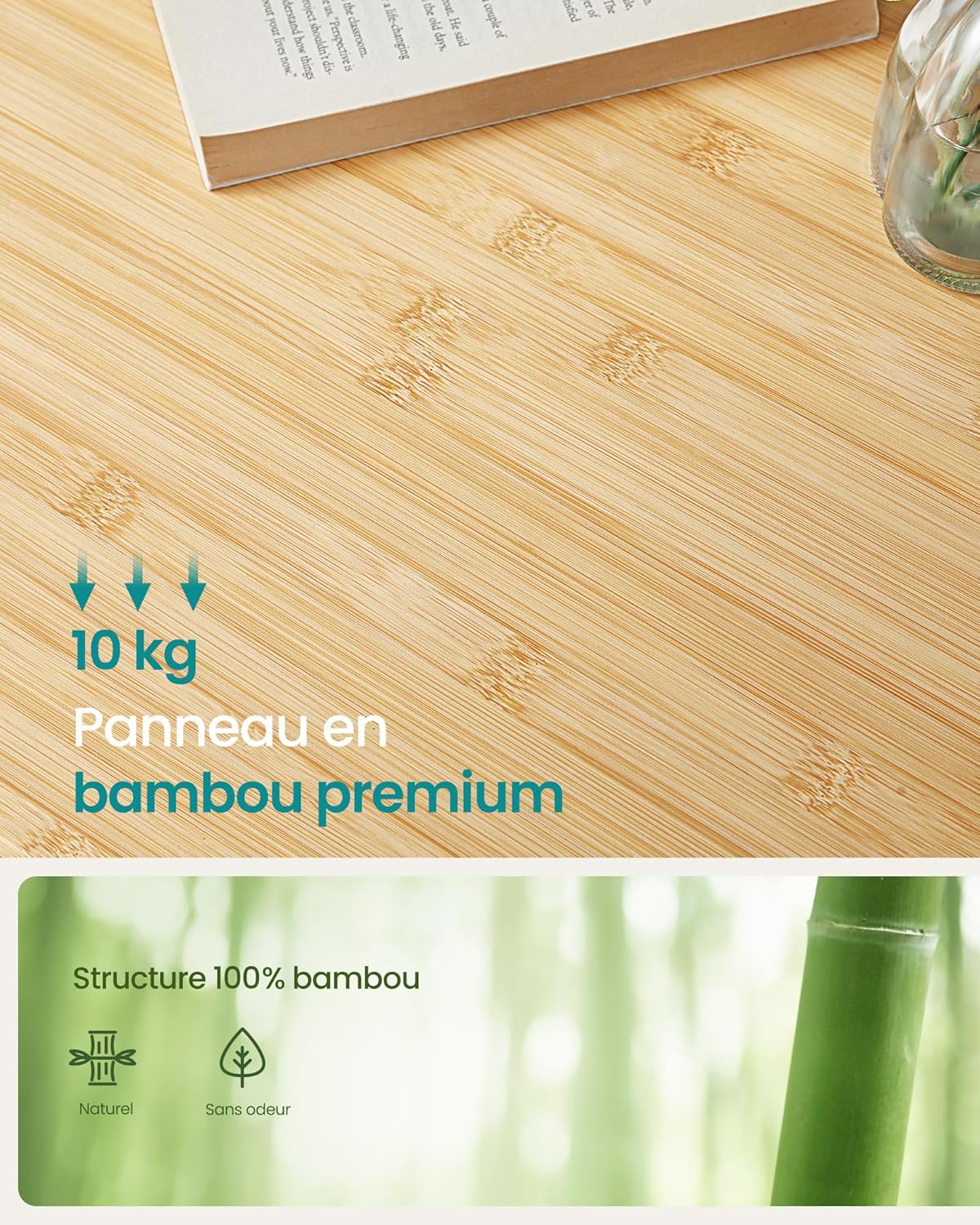 SONGMICS - table de lit réglable, bambou, 15,6