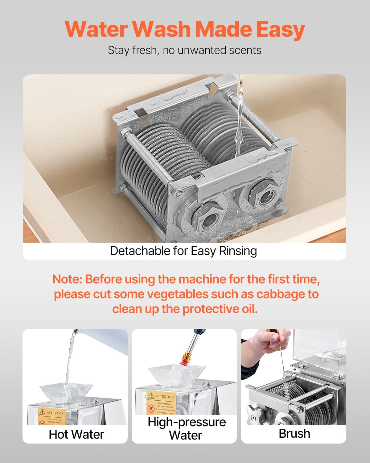 VEVOR - trancheuse commerciale 850W, 250kg/h, inox, lames 5mm