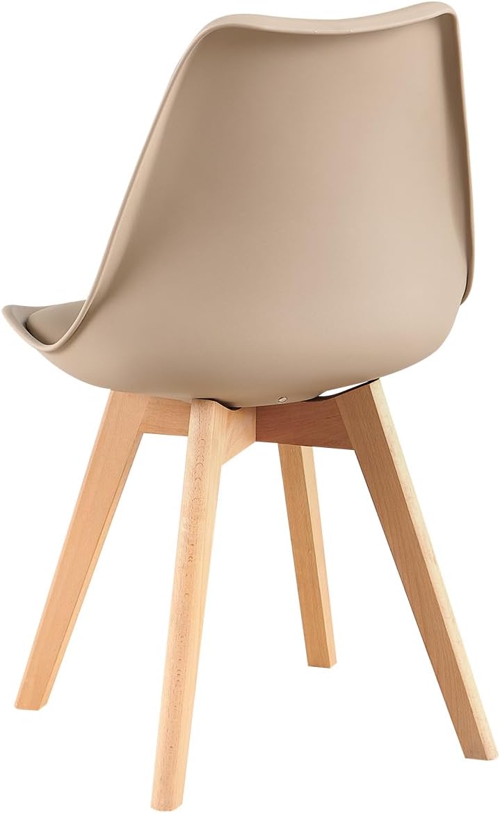 EGGREE - chaises scandinaves - lot de 6 - pieds hêtre, rembourrées, kaki clair