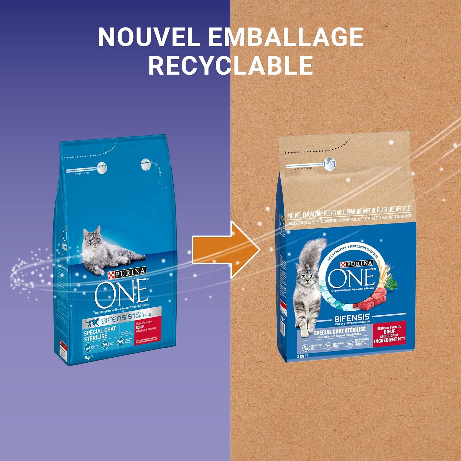 Purina One - Bifensis Stérilisé - 6x1,5kg - Boeuf, immunité, microbiome, système urinaire