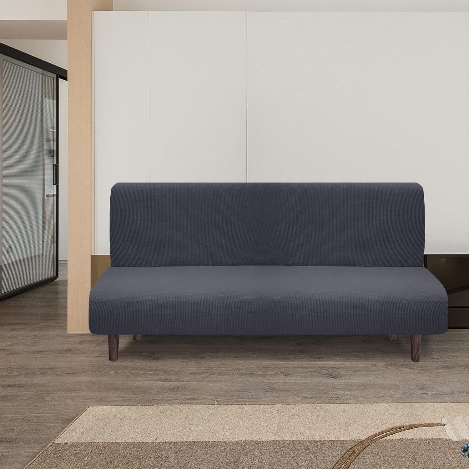 Granbest - housse futon haute élasticité, 180x120 cm, imperméable, antidérapante, sans accoudoirs, gris