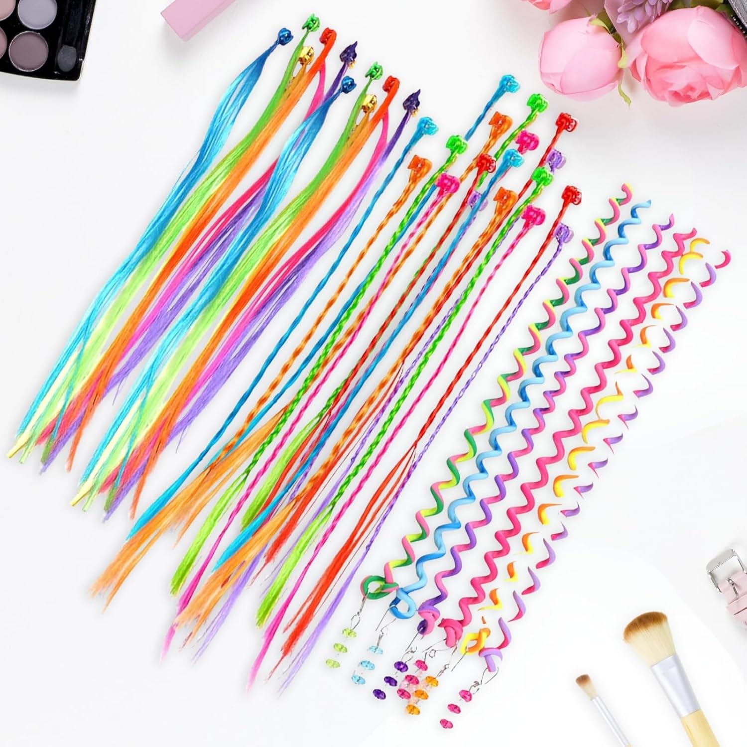 Extension à clip cheveux colorés - 36 pièces - mèches colorées pour enfants - KEYRI36