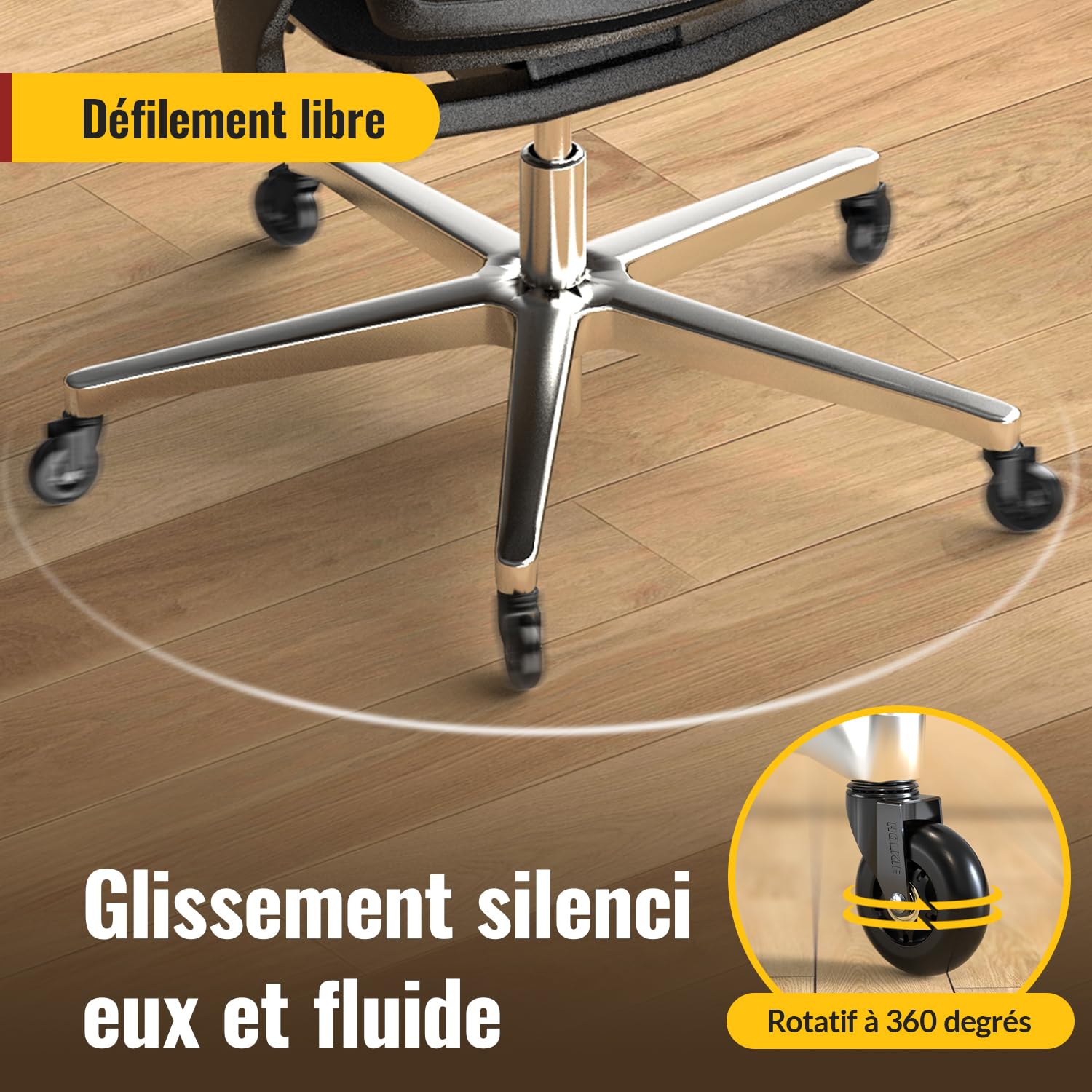 HOLKIE - roulettes chaise bureau - 10x22 mm - caoutchouc, lot de 5, sols durs/tapis, rechange robustes