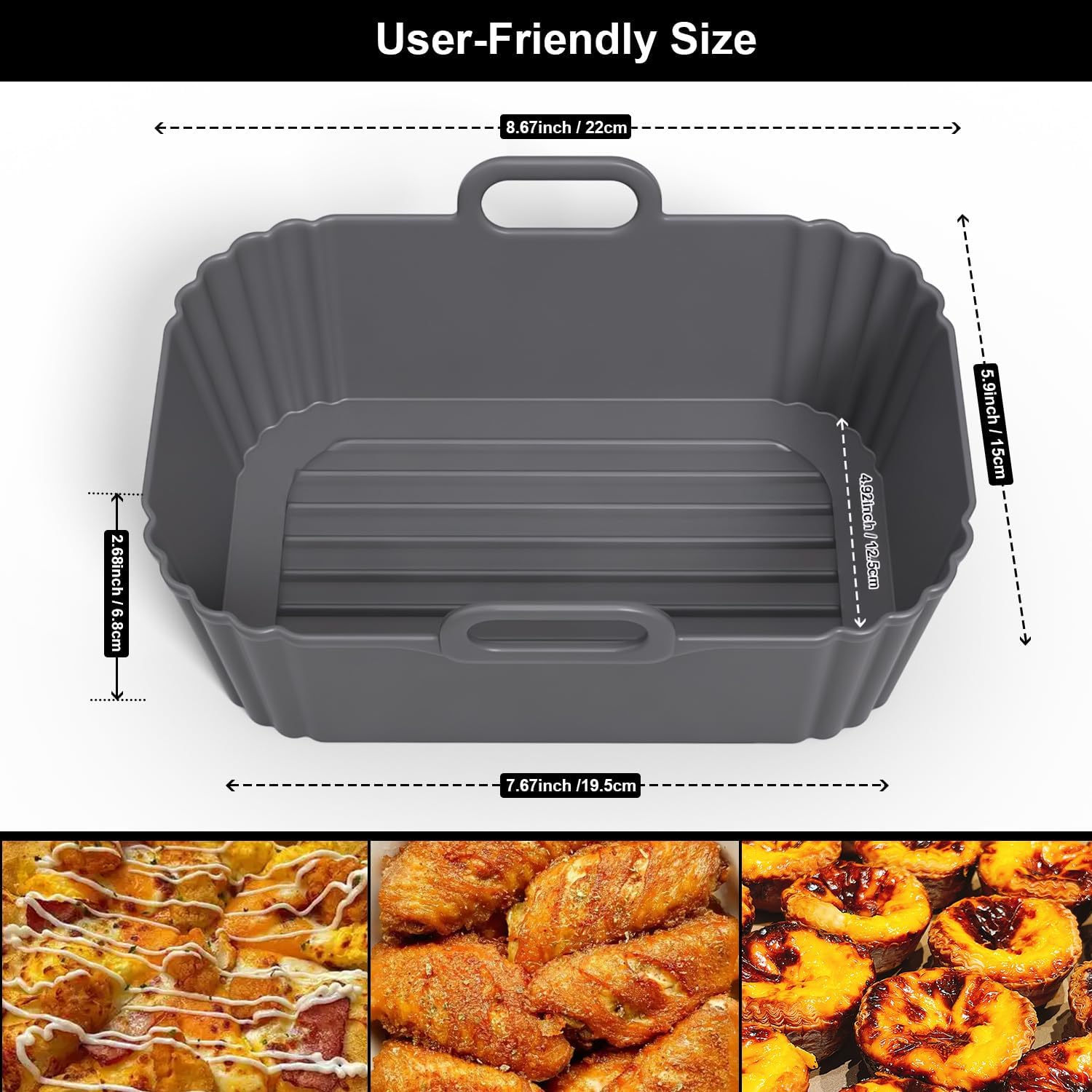 Moule silicone airfryer - compatible modèles 7,6L à 9,5L - réutilisable - AF300EU AF400EU AF200EU