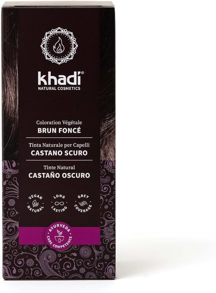 khadi - coloration végétale brun foncé naturel, cheveux brillants, 100 g
