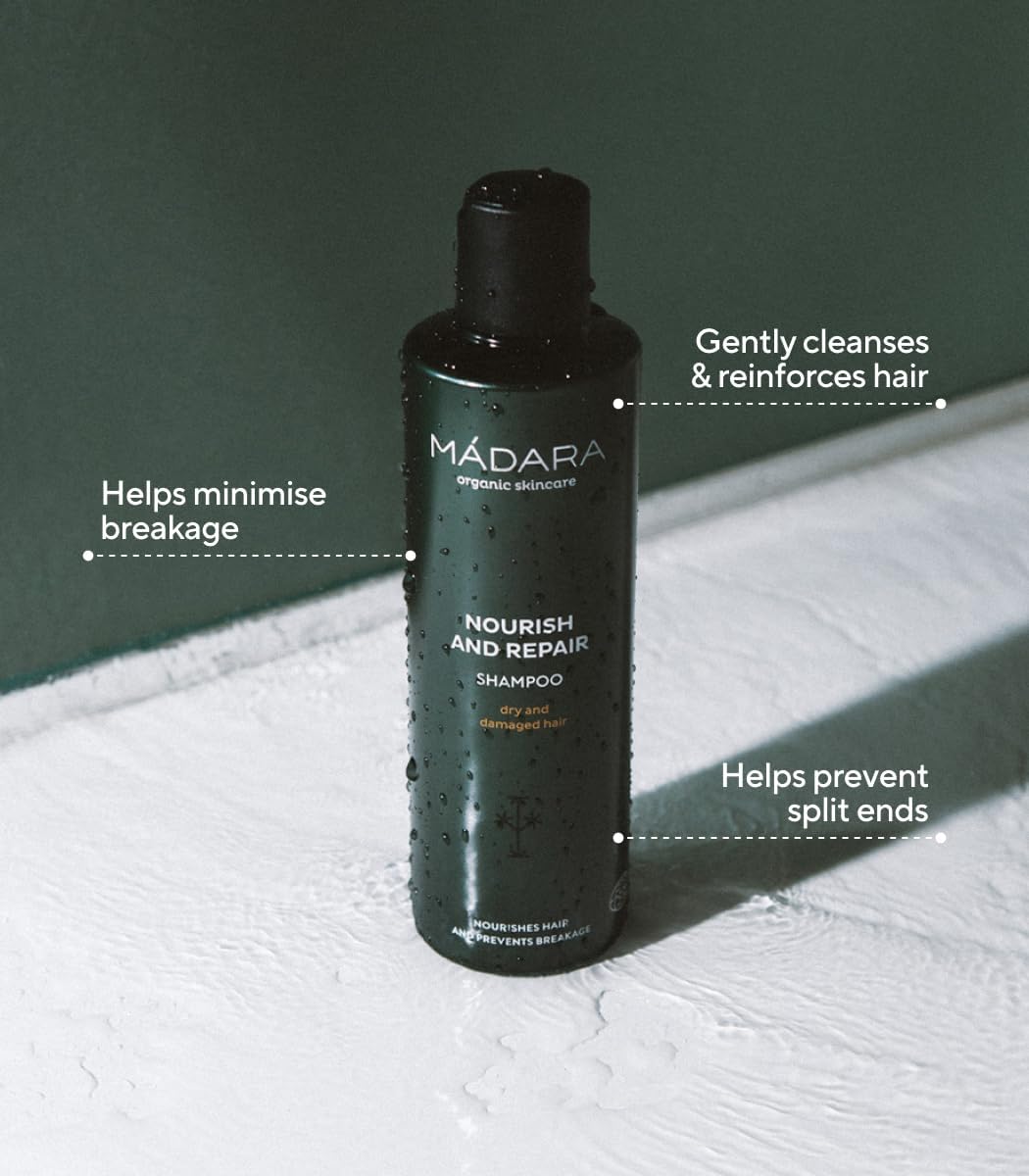 MÁDARA - Hair Repair Kit - 250ml/200ml/90ml - Shampooing, après-shampooing, spray micro-kératine, vegan