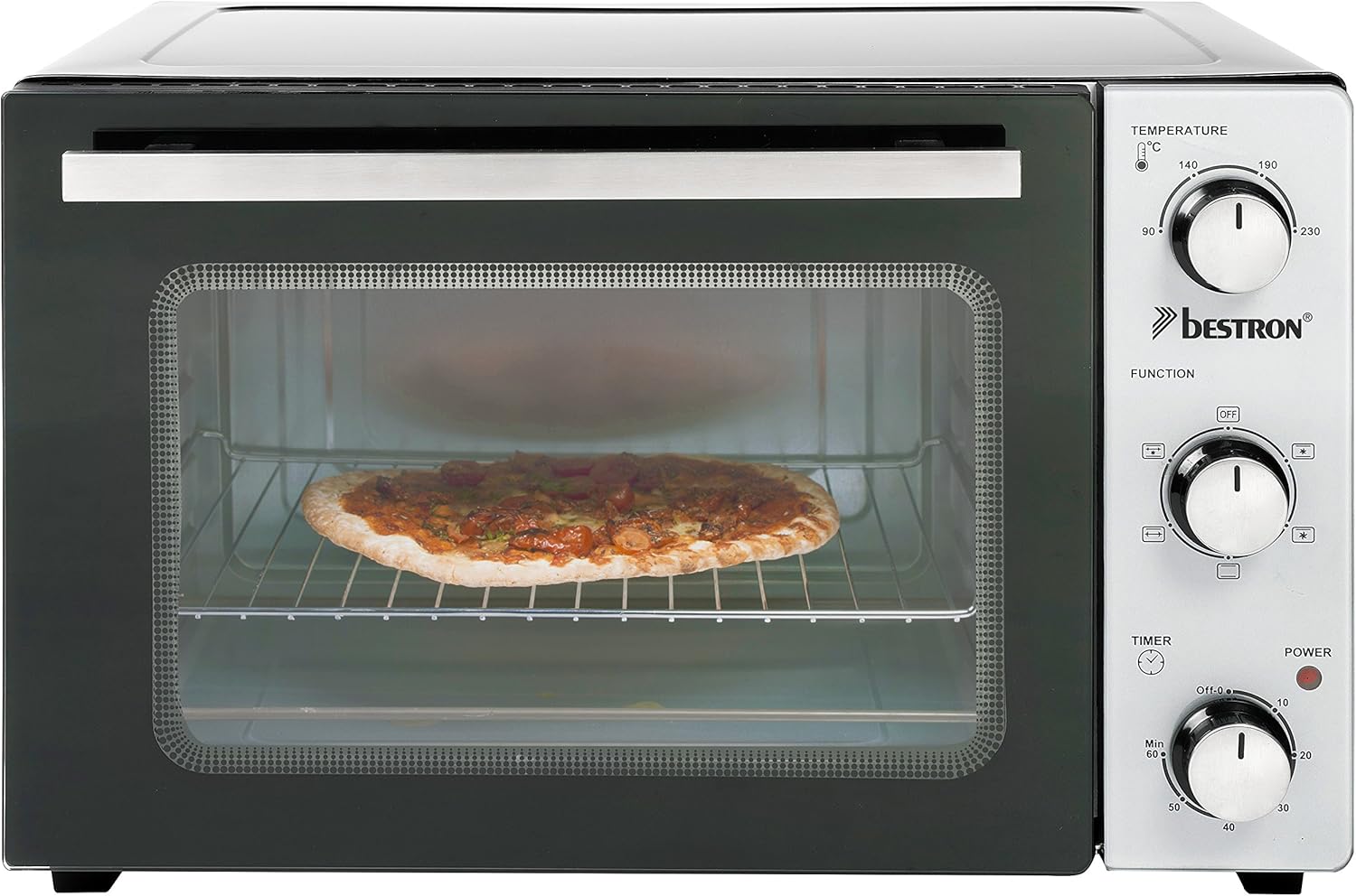 Bestron - four compact, 31L, broche rotative, pierre à pizza, 1500W