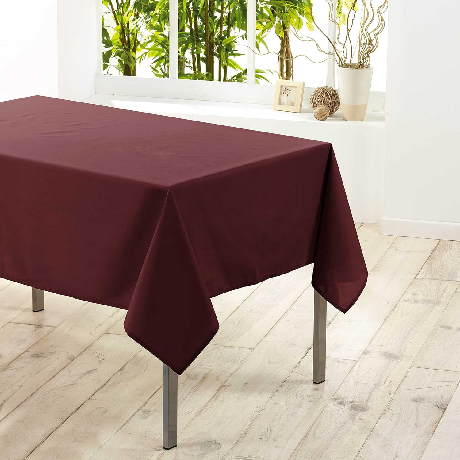 Nappe rectangle - Essentiel uni bordeaux - 140x300cm - polyester