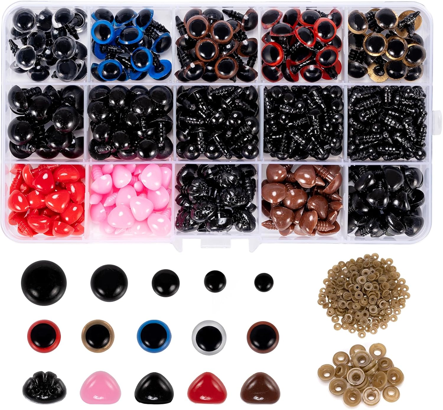 Carehabi - Lot de 752 yeux et nez sécurité - 6 à 14mm - amigurumi peluches