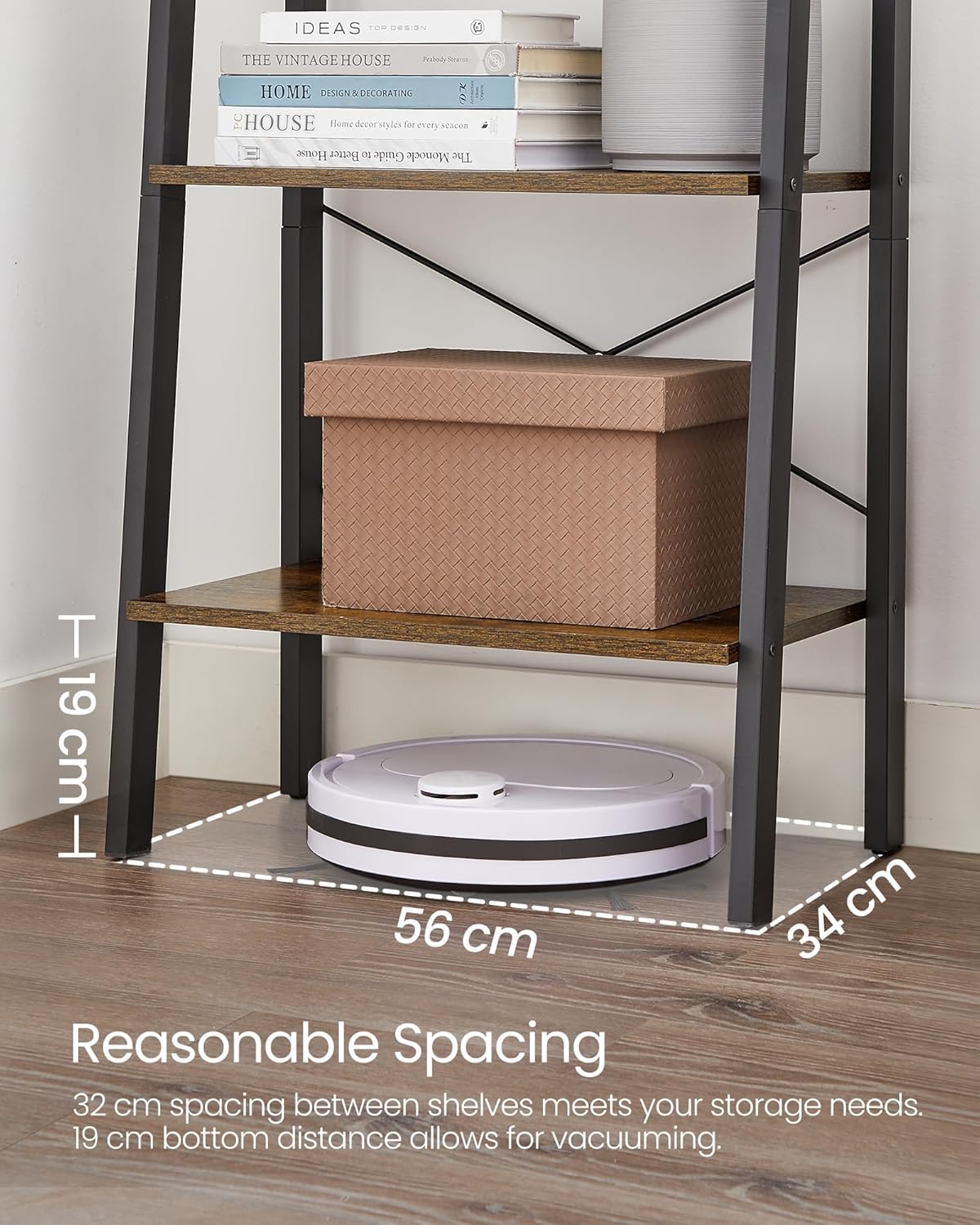 VASAGLE - Étagère de rangement 4 niveaux - acier, style industriel, bois rustique - LLS44X