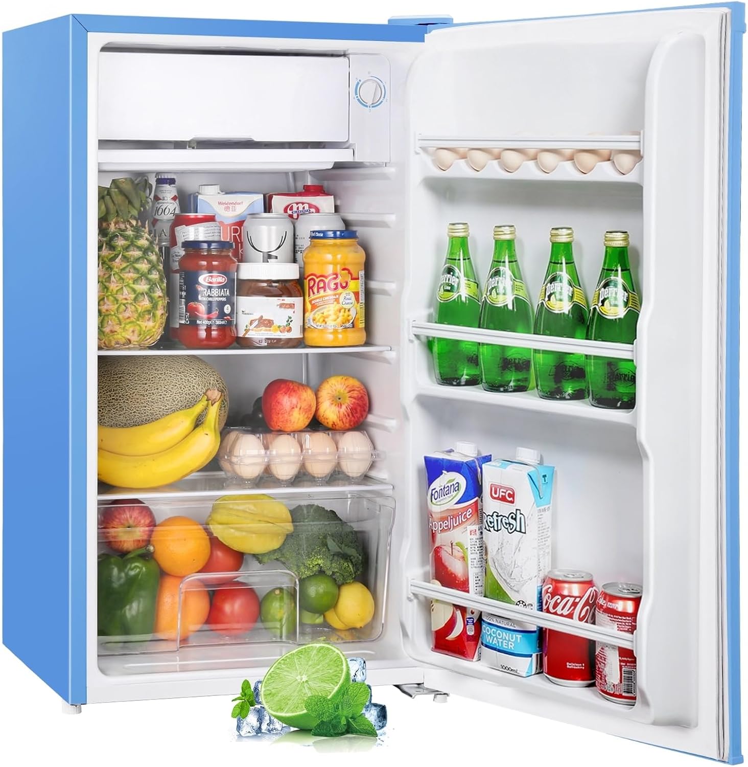 Upstreman - mini frigo 91L bleu, congélateur, thermostat réglable, BR321