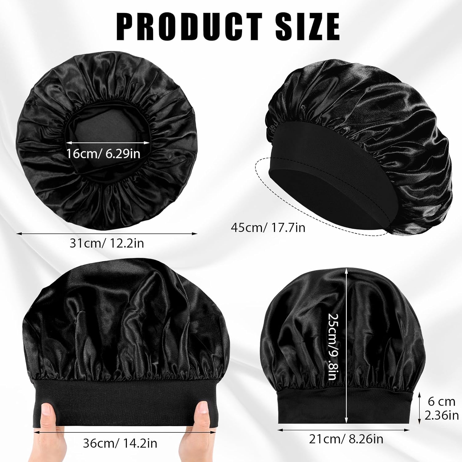 Bonnet de nuit satin - élastique, soin cheveux, doux, réglable