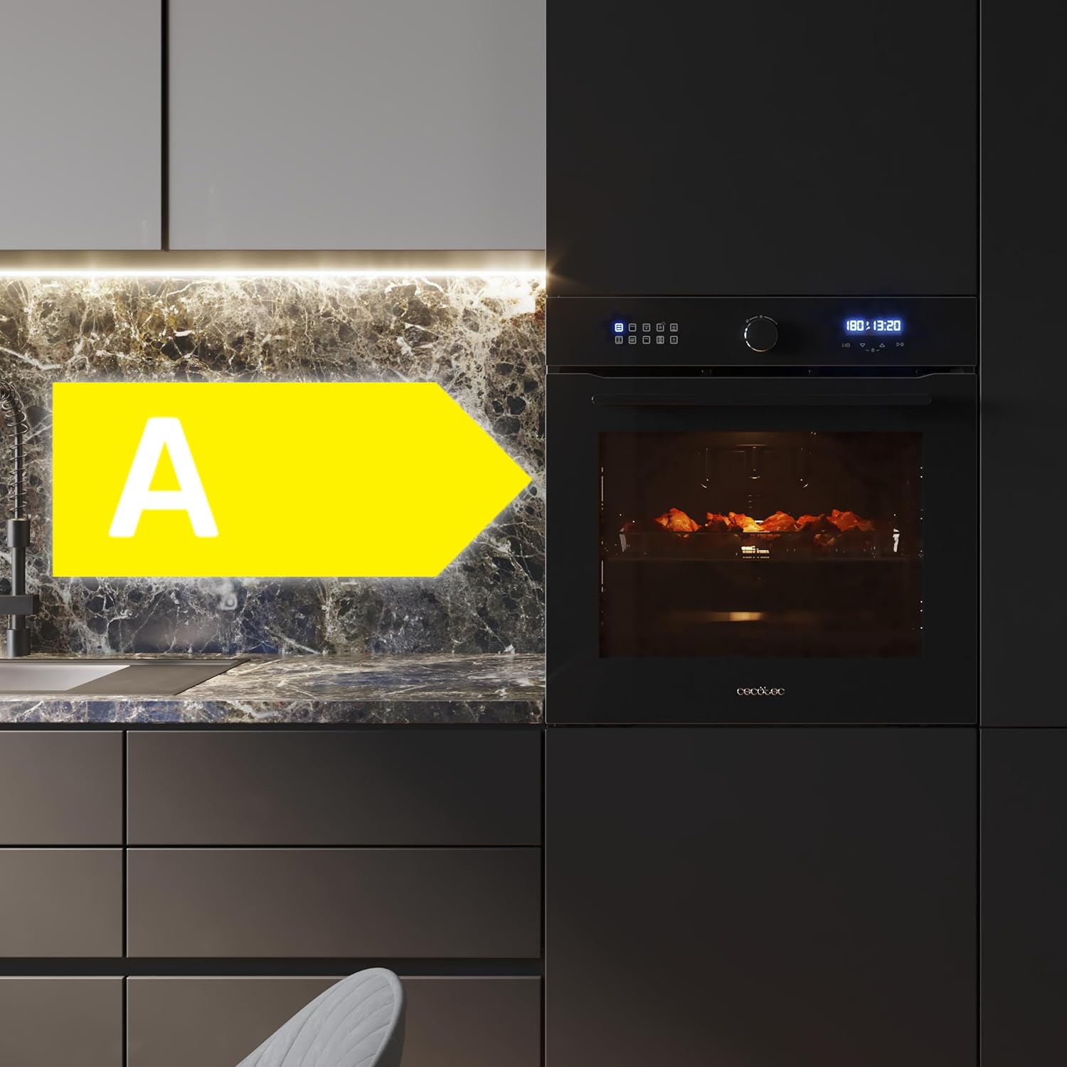 Cecotec - Bolero Hexa, 60 cm, 81L, Airfryer, Vapeur, 3D, 3400W, AF316000