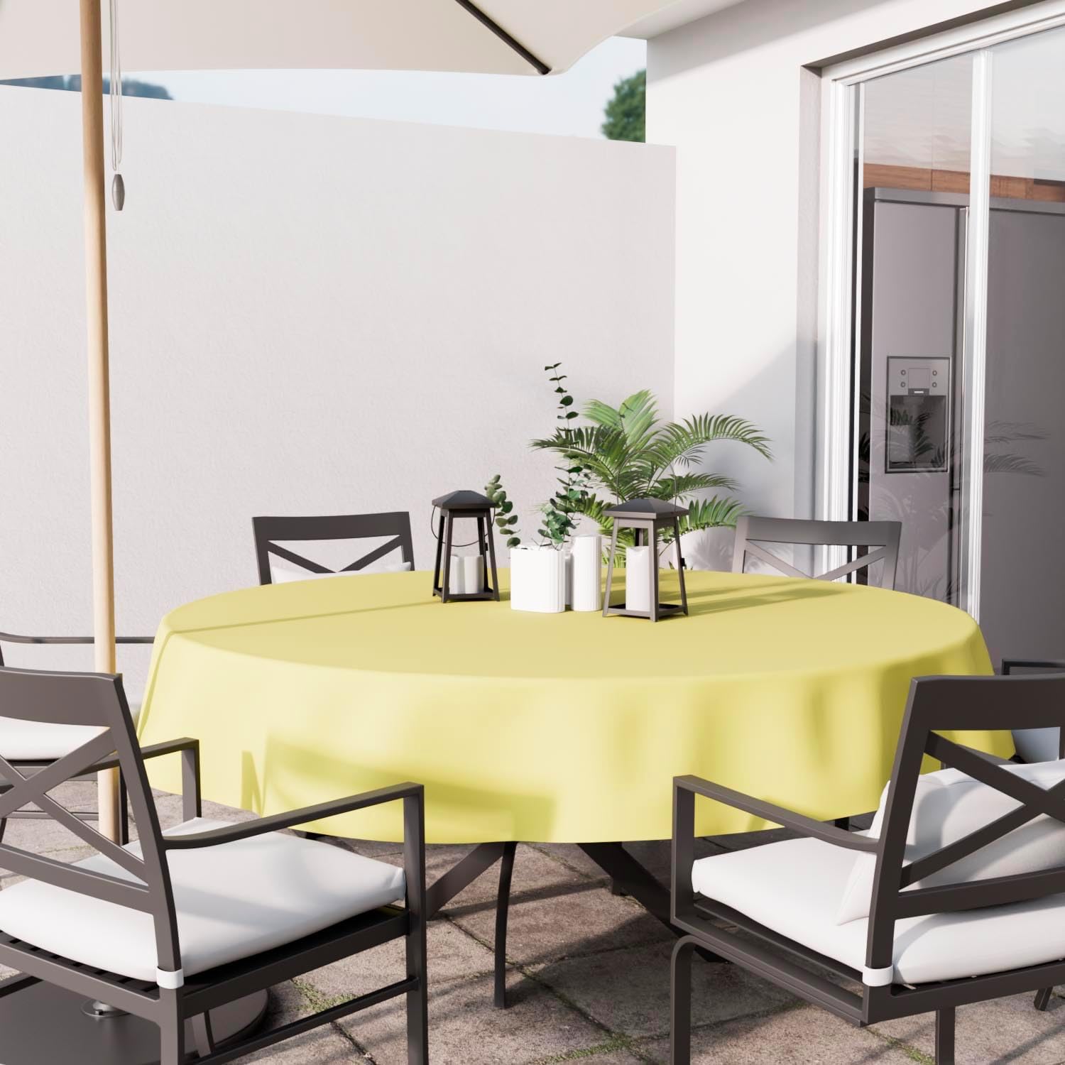 Soleil d'Ocre - Nappe Ronde Vert Citron - 180cm - Polyester, anti-taches