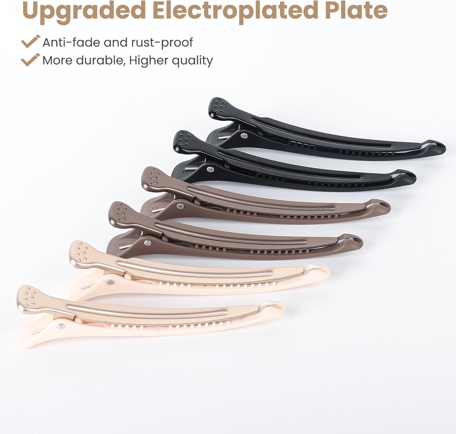 AIMIKE - pinces crocodile coiffeur - lot de 6 - antidérapantes, sans trace