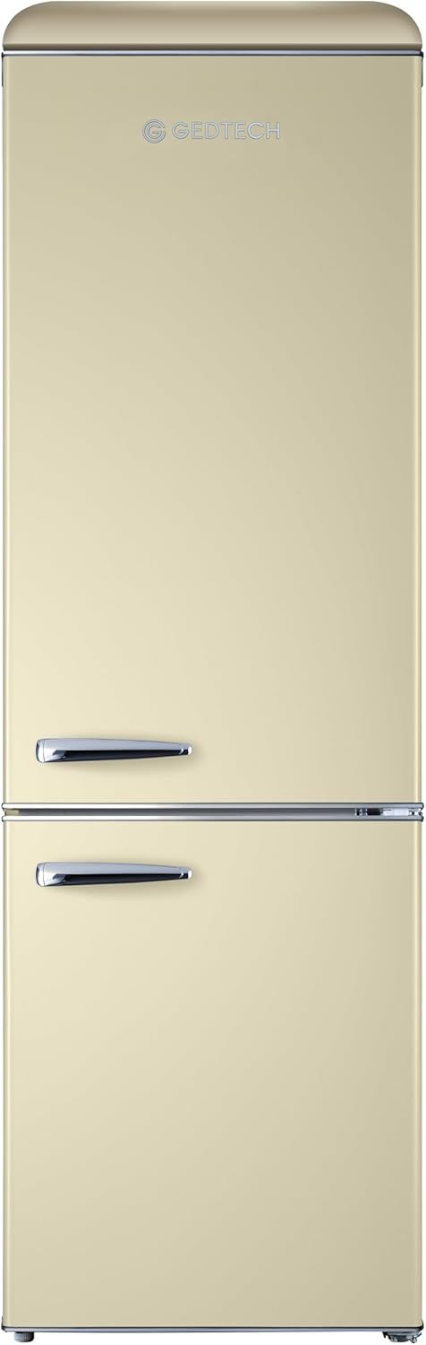 GEDTECH - réfrigérateur combiné vintage bas, 310L, crème, faible conso, GCBV310CR