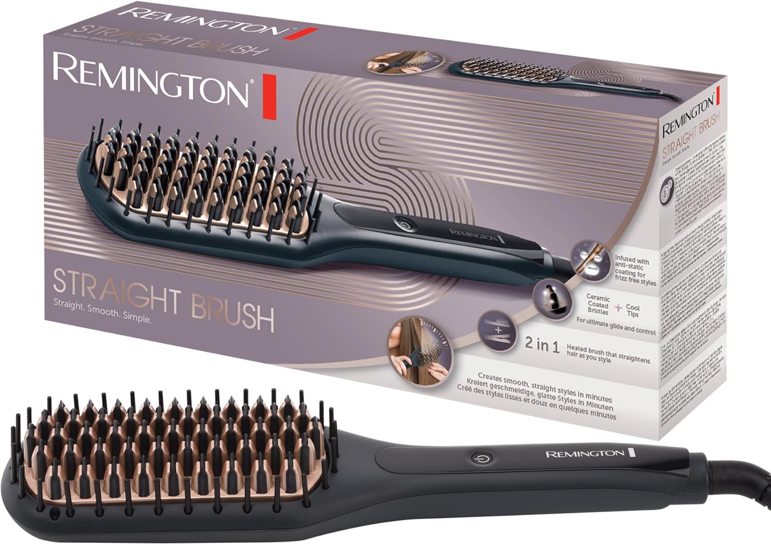Remington - Brosse lissante ionique 2en1, céramique, 150-230°, CB7400