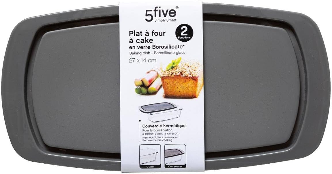 Plat à cake en verre – 27x14 cm – couvercle inclus – transparent