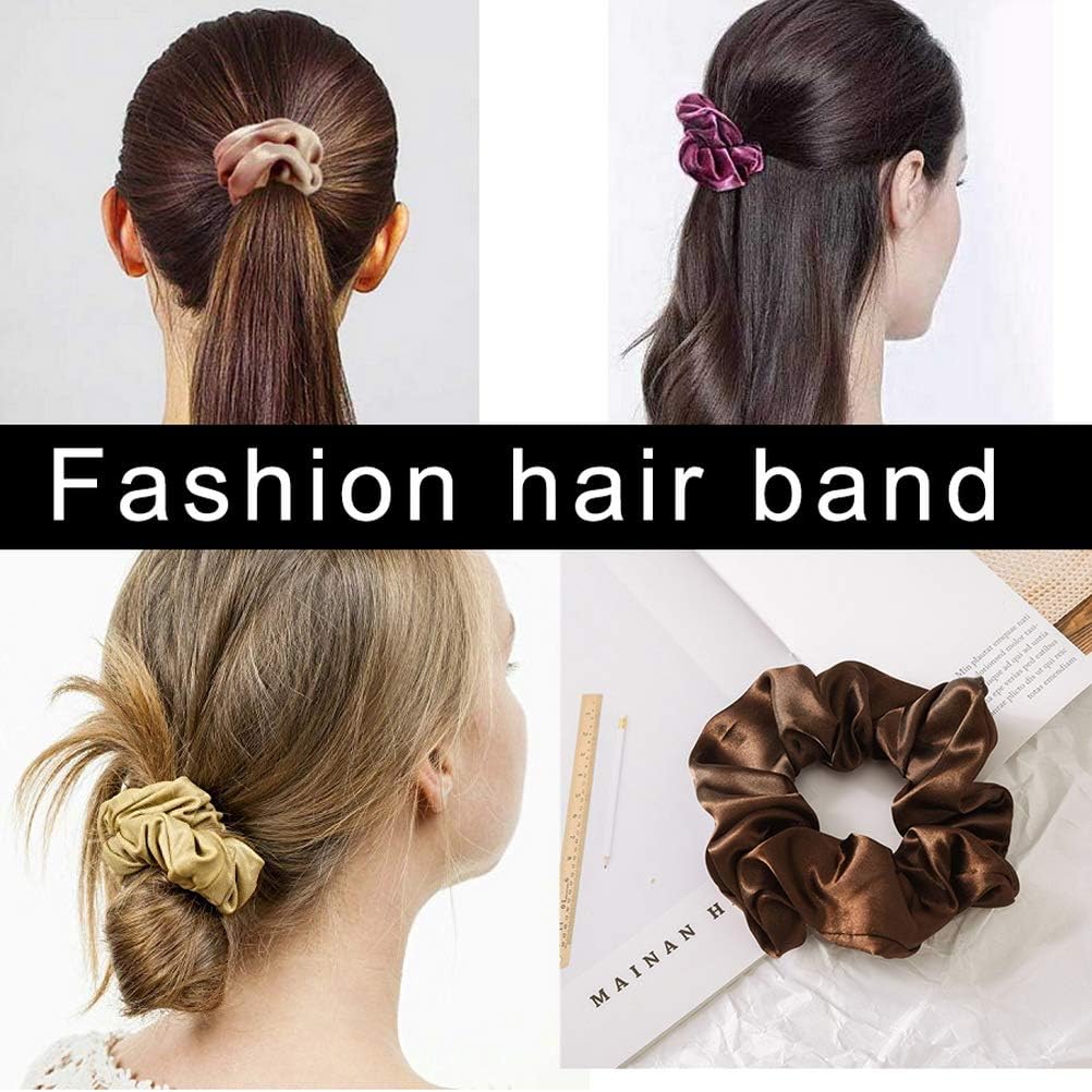 Chouchous cheveux - lot de 12 - satin coloré, élastiques doux