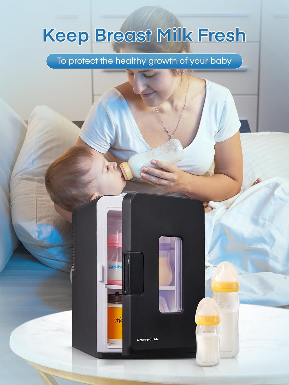 NORTHCLAN - Mini frigo 15L - chambre/voiture - chaud/froid, ECO mode