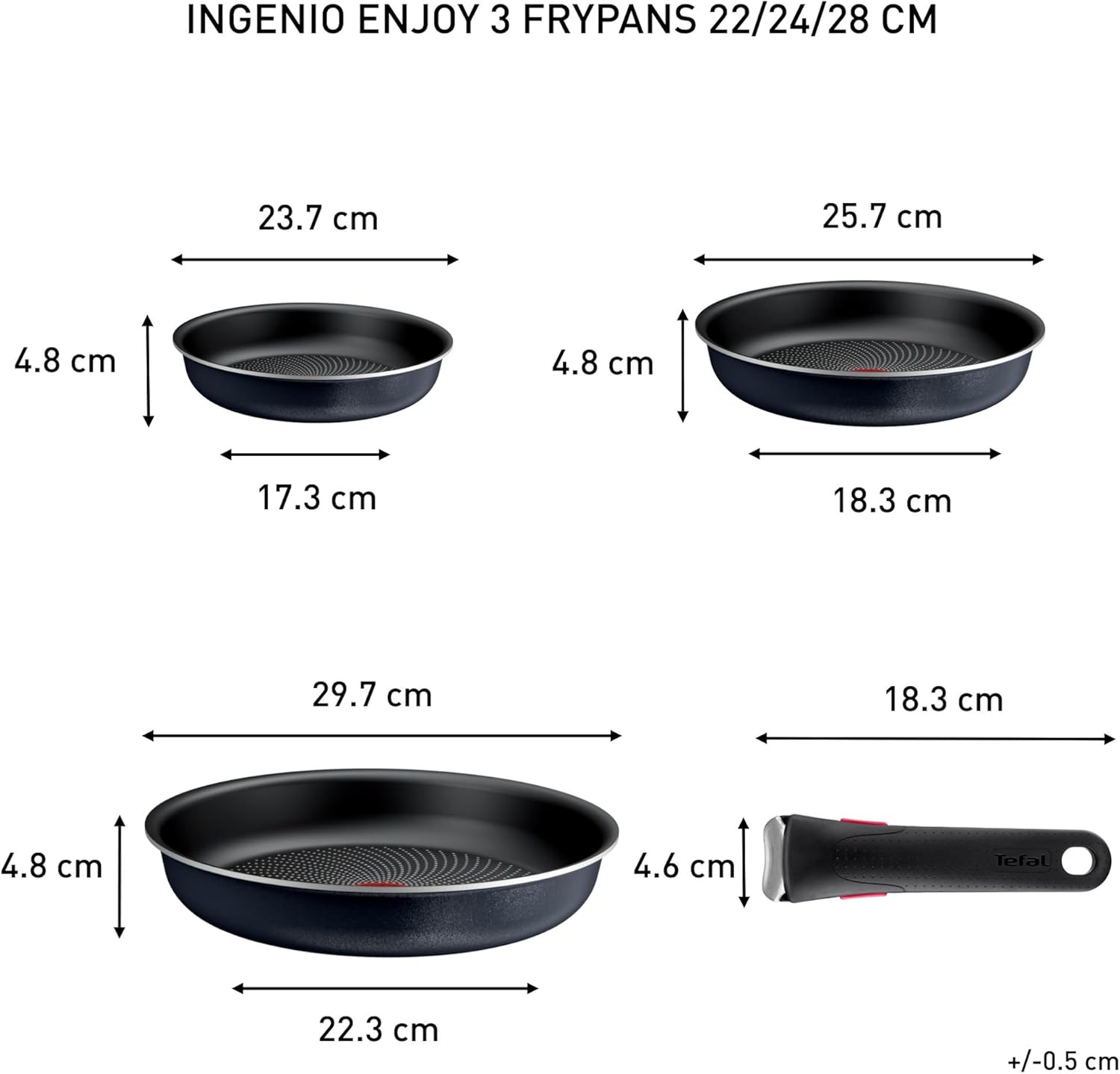 Tefal - Ingenio Enjoy batterie cuisine 4 pièces, léger, poignée amovible, L7239143