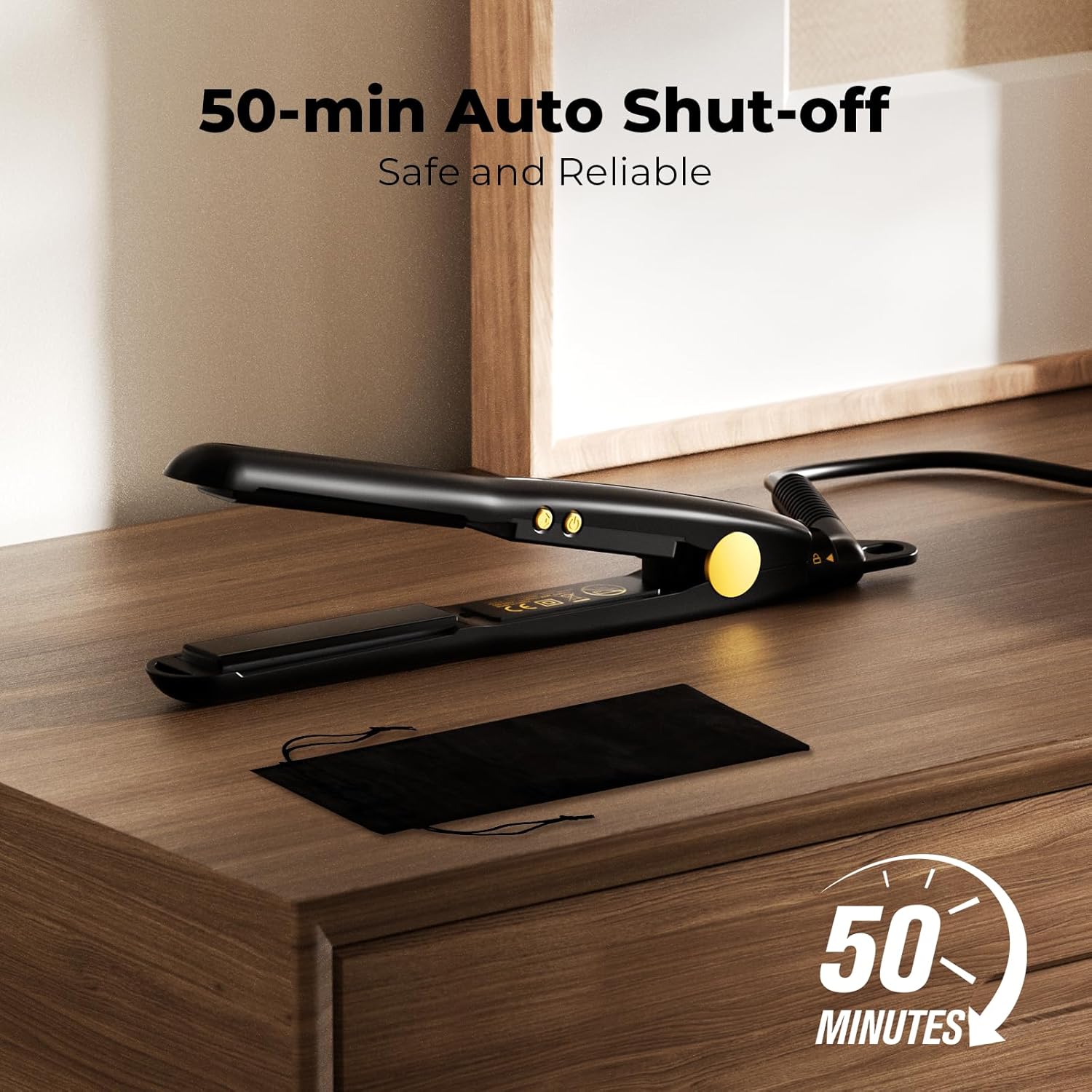 Farery - Mini fer à lisser - compact - Température réglable, arrêt auto, double tension