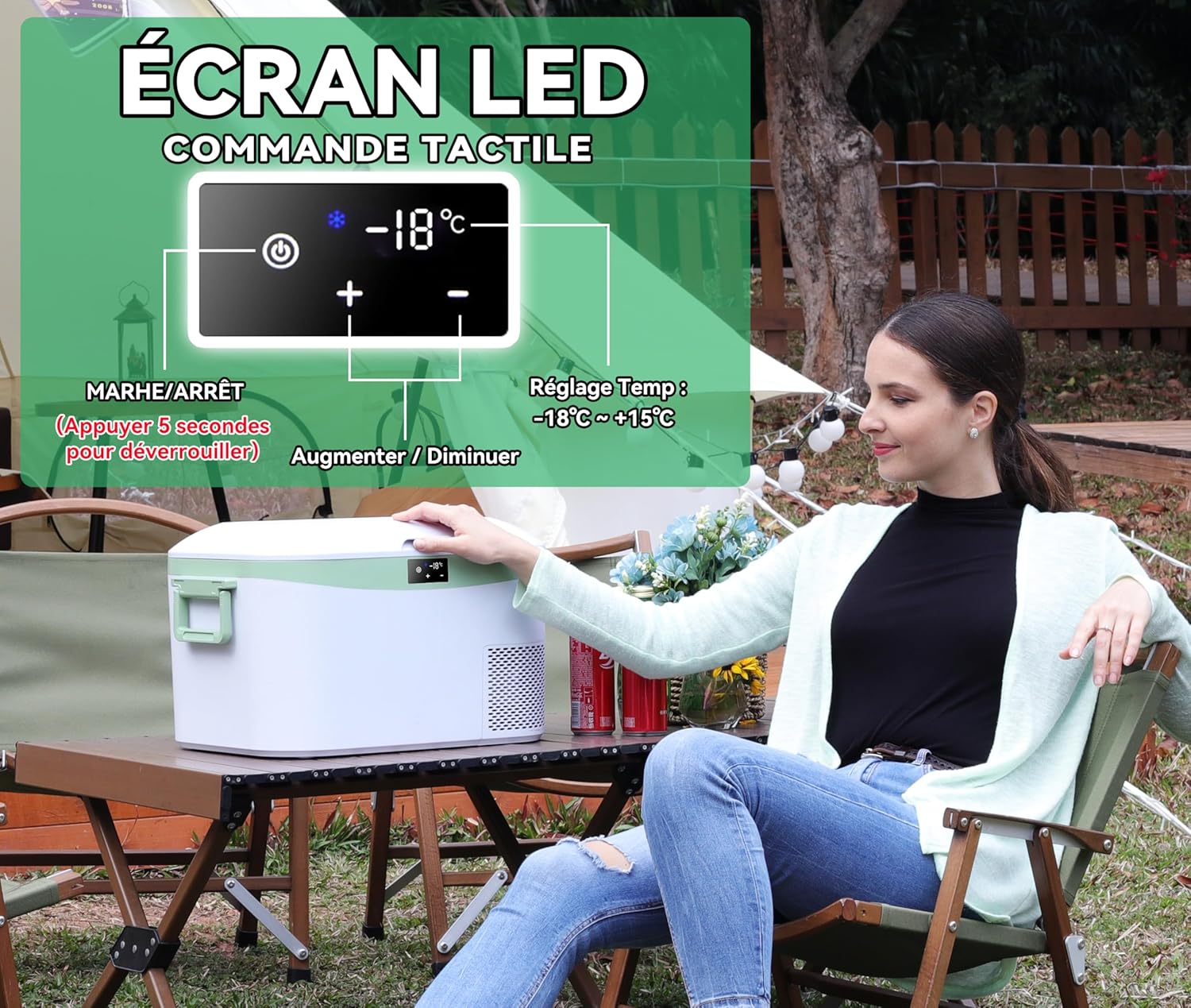 BINGI - glacière à compression 12,8L, -18°C, 12V/24V/220V, portable