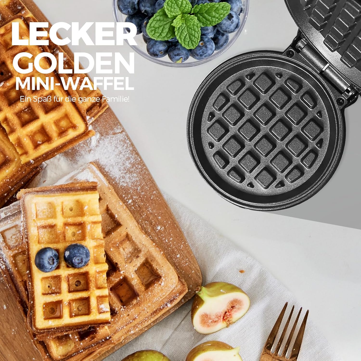 Mini gaufrier - rétro vert - compact - plaques antiadhésives