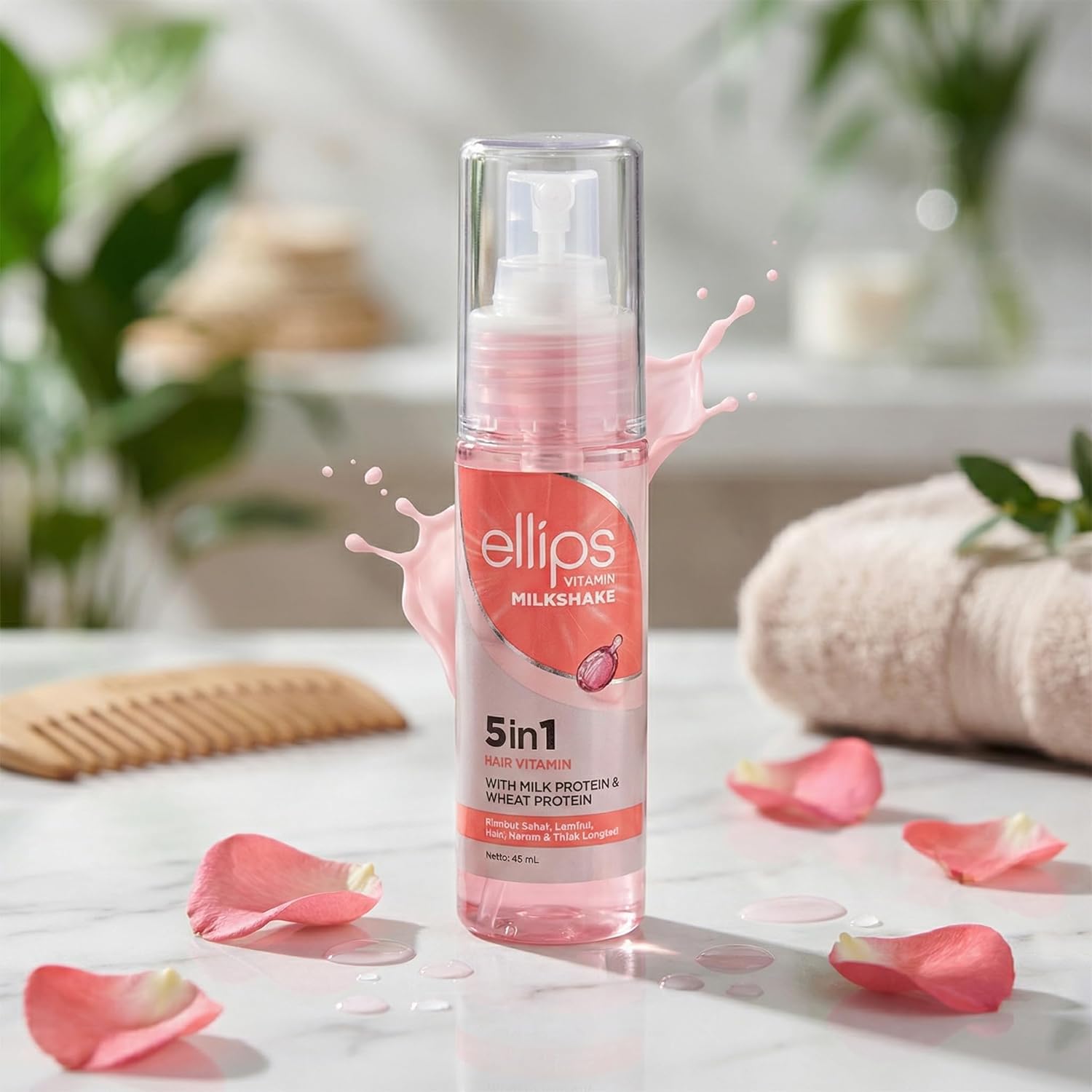 Ellips - 5 in 1 Hair Vitamin Milkshake - 45ml - Protège, démêle et adoucit, éclat cheveux secs/abîmés