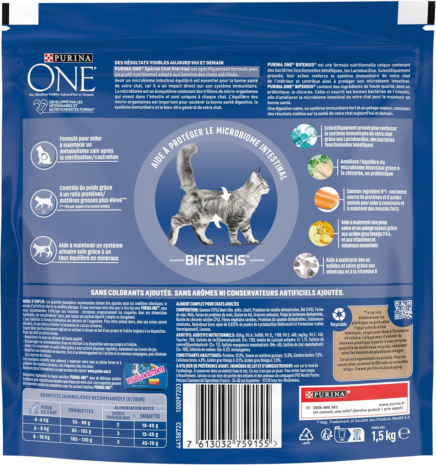 Purina One - Bifensis spécial chat stérilisé 6x1,5kg - immunité, microbiome, urinaire sain