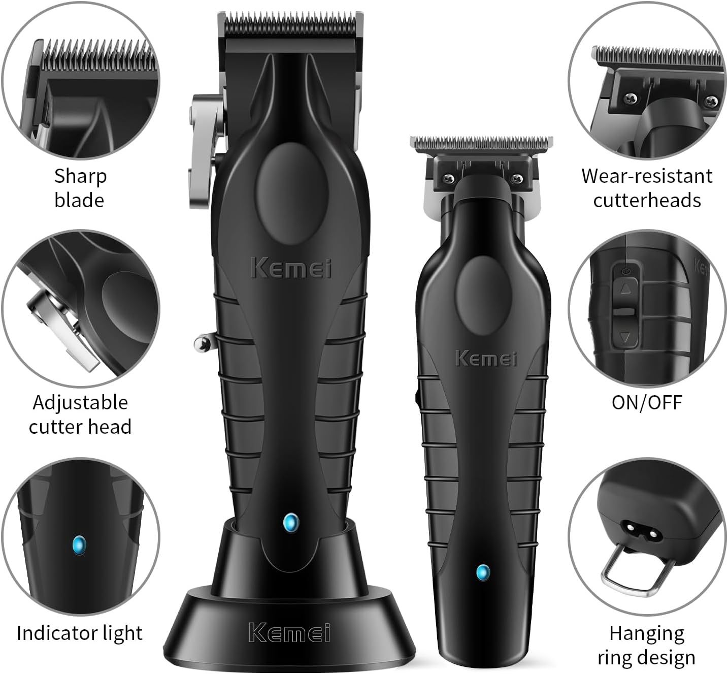 Kemei - tondeuse homme série professionnelle - sans fil, barbe, coupe précise - KM-2296, KM-2299