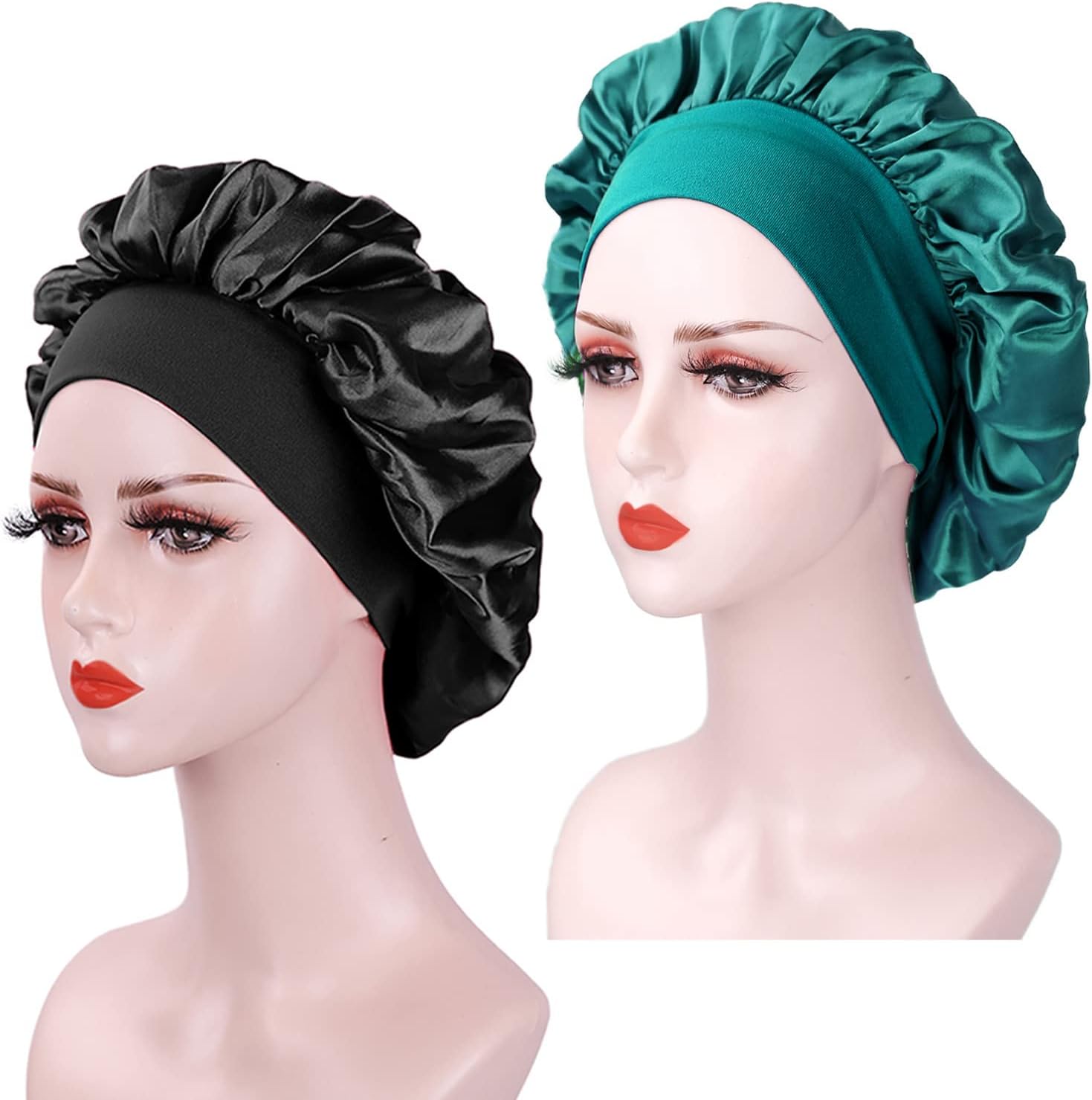 Bonnet cheveux nuit femme - lot de 2 - satin soie, confortable