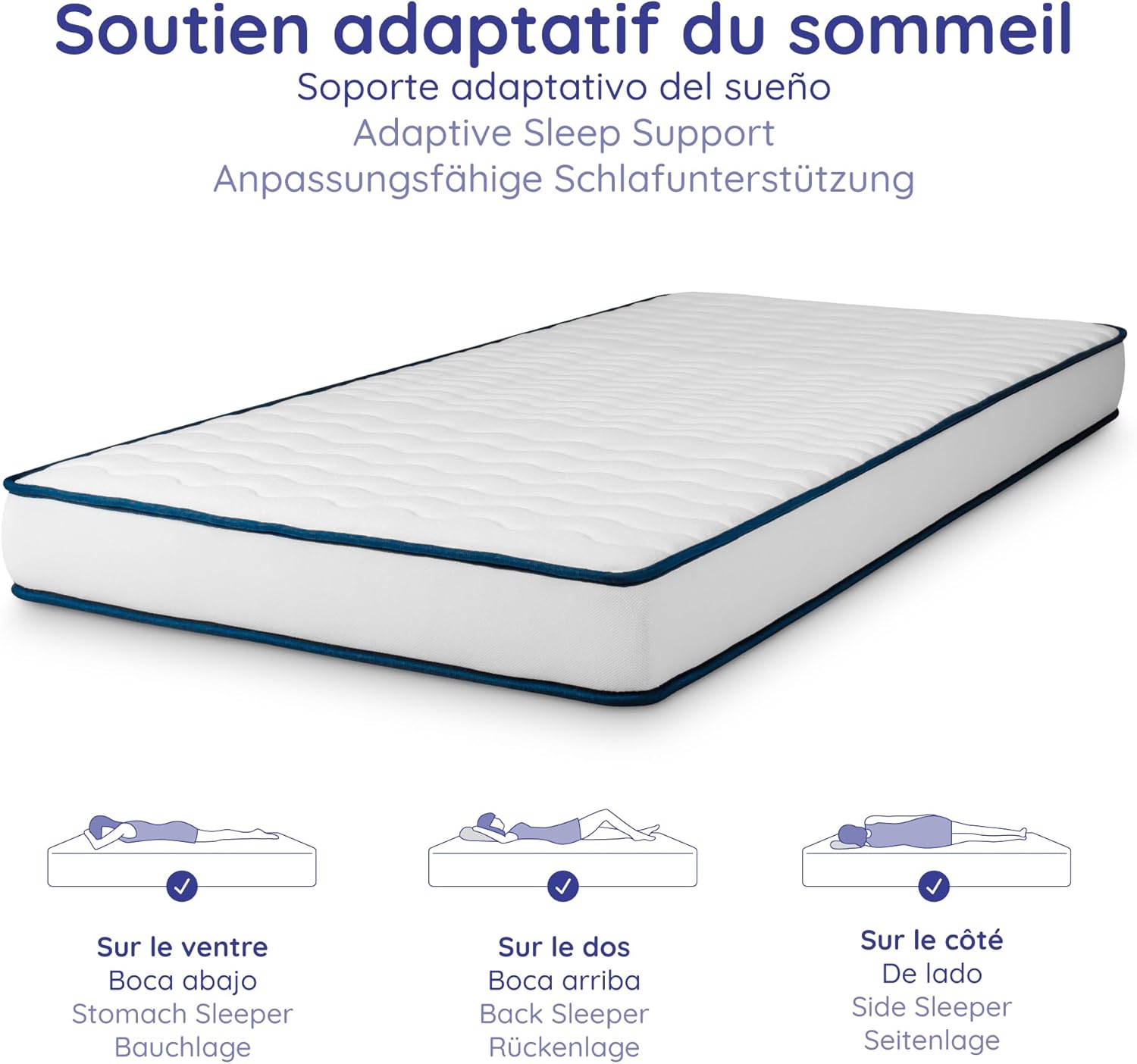 Cosmos - Upsilon - 80x200 cm - mousse mémoire, Blue Latex, 7 zones, réversible