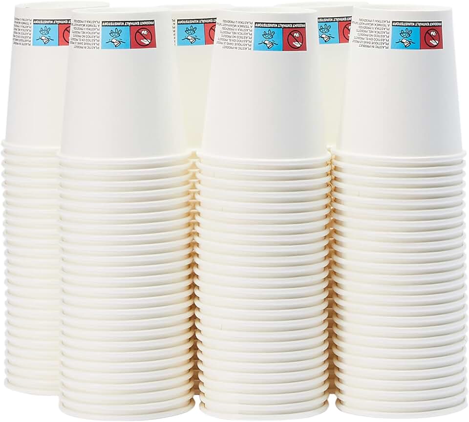 maxideelz Basics - Gobelets en carton - 207 ml - 150 unités, pour boissons chaudes, blanc