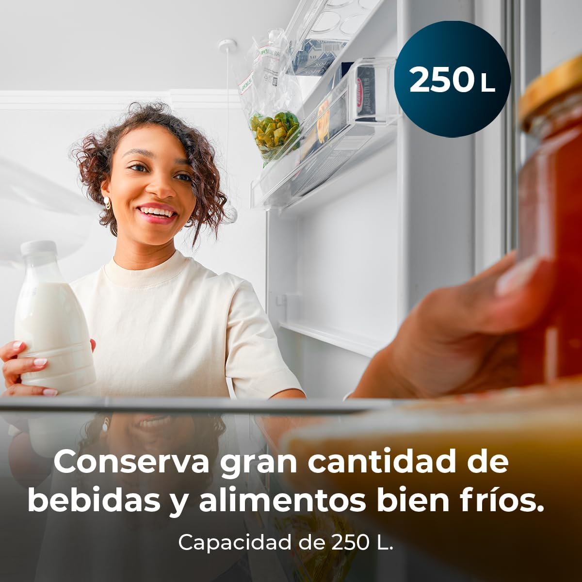 Cecotec - Bolero CoolMarket Combi 250 - 250L - No Frost, Multi Airflow, tiroir humidité, casier bouteilles, E