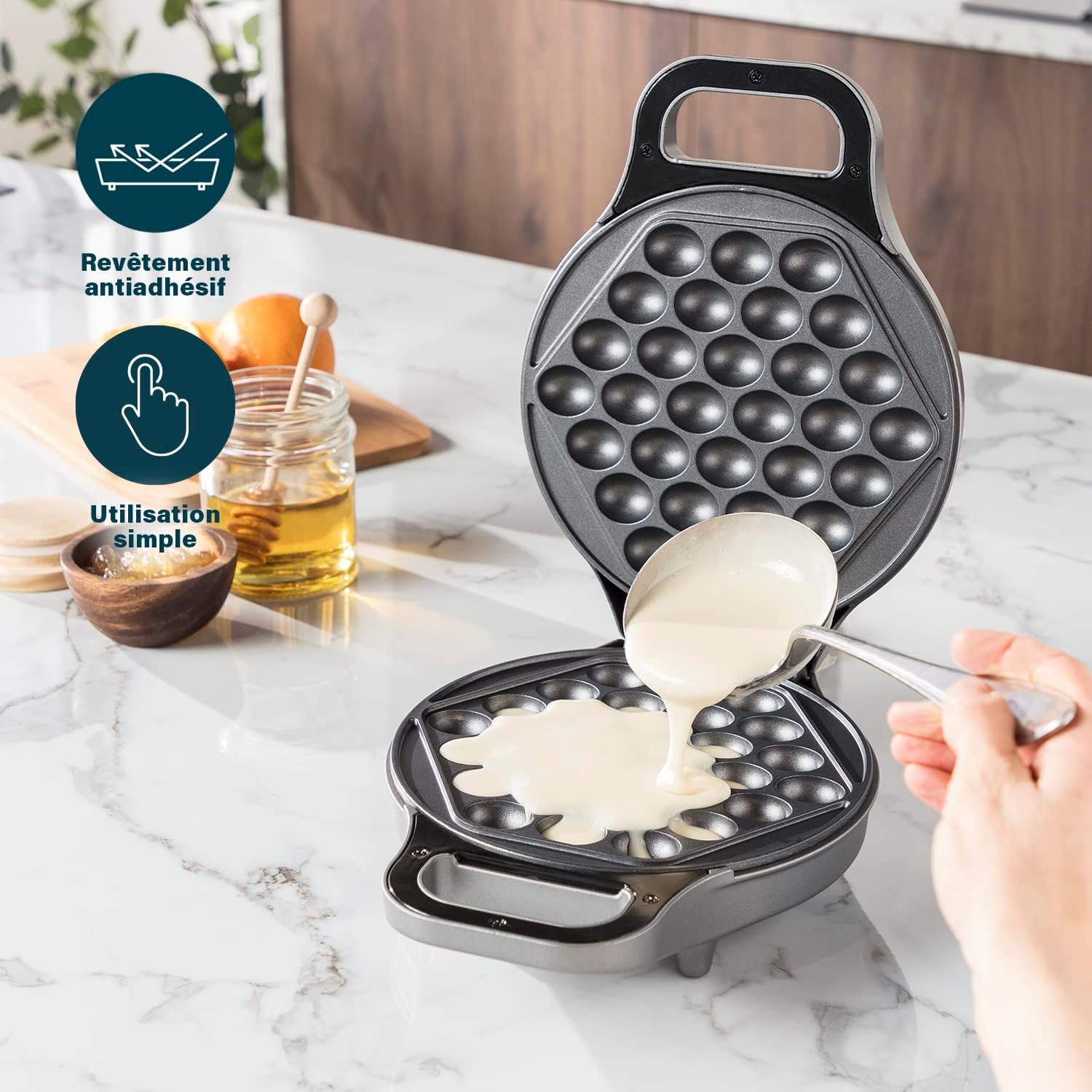 Princess - Gaufrier ouverture 180°, 700W, câble 0.7m, antiadhésif - 132465