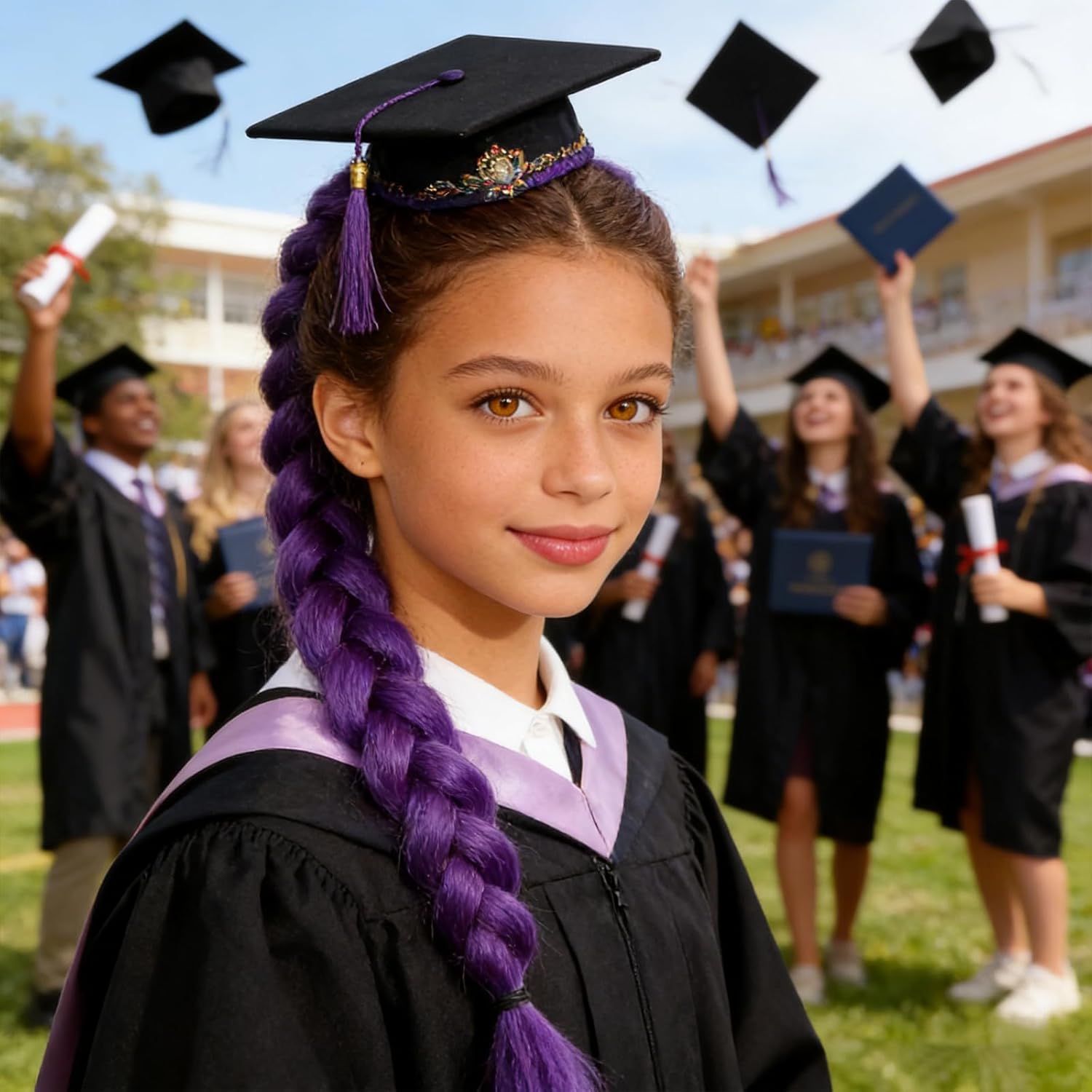 Extension de cheveux tressée violette 26