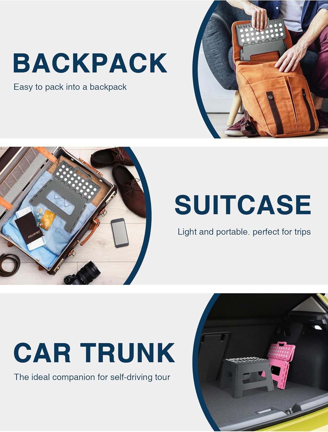 House - Tabouret pliable enfant 22 cm, plastique, pliable, gris