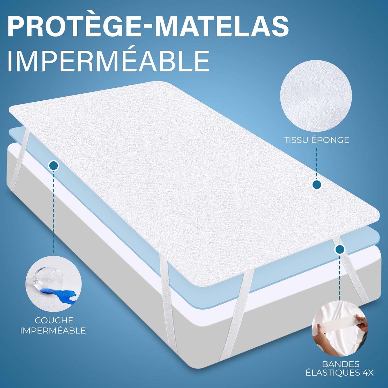 Utopia Bedding - protège-matelas imperméable 150x200 cm, 4 coins, Oeko-TEX