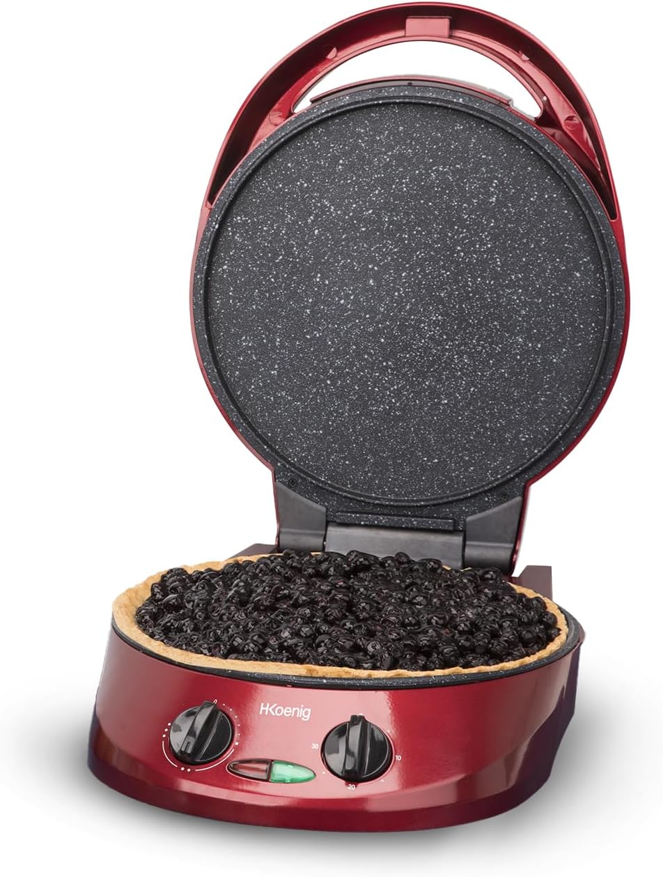 H.Koenig - Tart Maker TRT180 - 9 moules - multifonction, thermostat réglable, plaques grill, ouverture 105-180° - TRT180