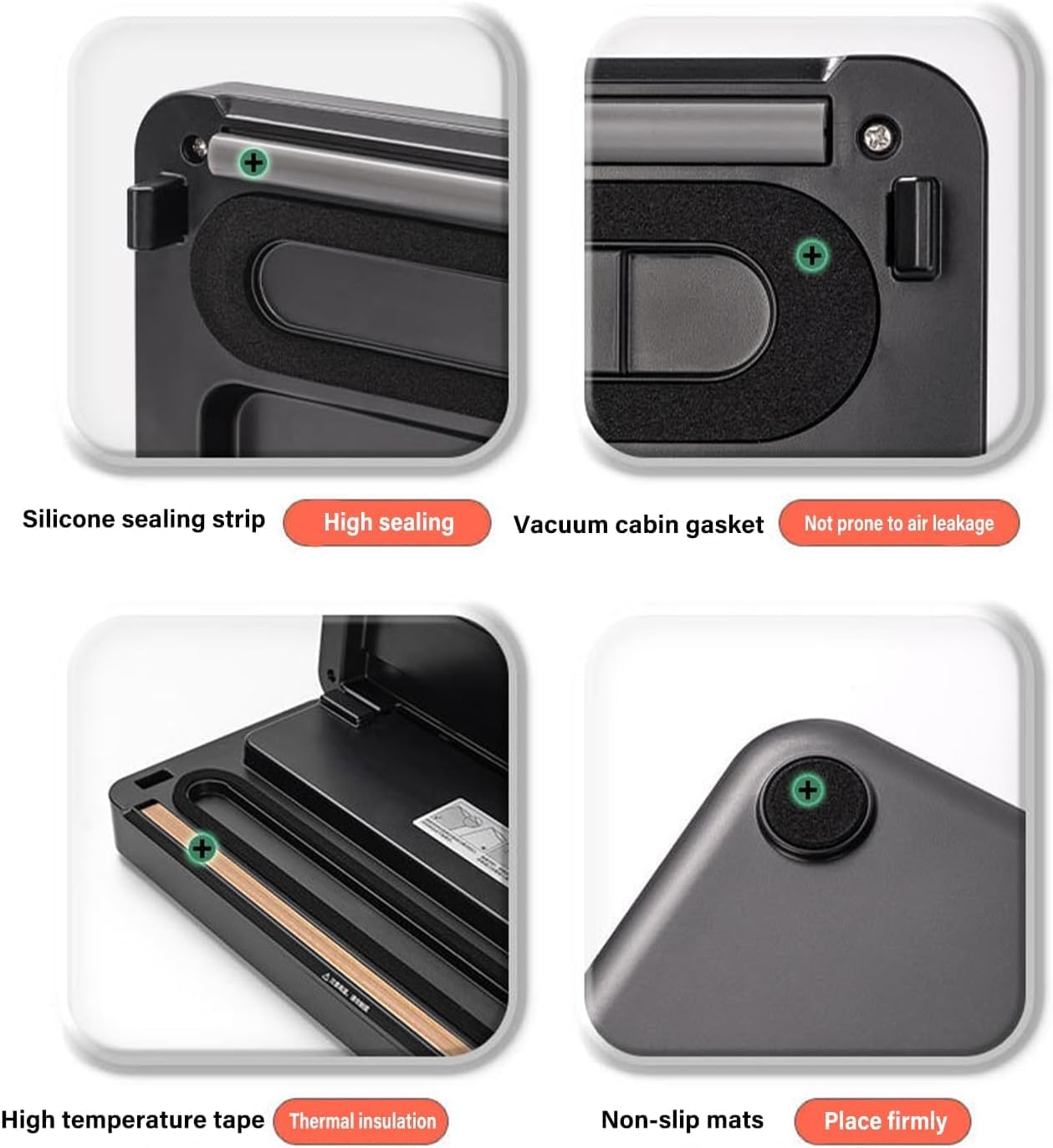 Machine sous vide alimentaire - 5 en 1 - mode sec/humide, 10 sacs inclus, black