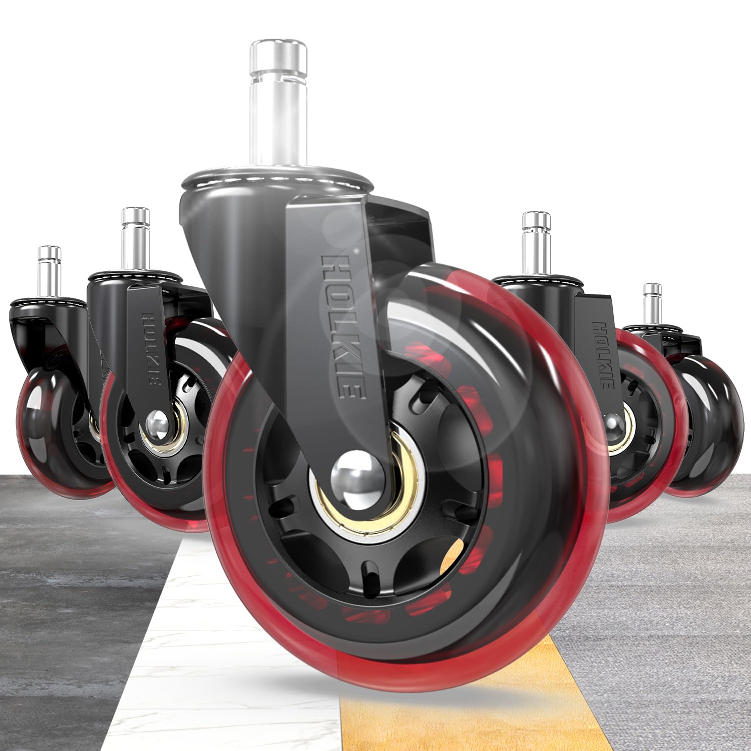 HOLKIE - roulettes de chaise Série Rechange - 11x22mm - caoutchouc robustes pour sols durs et tapis, lot de 5