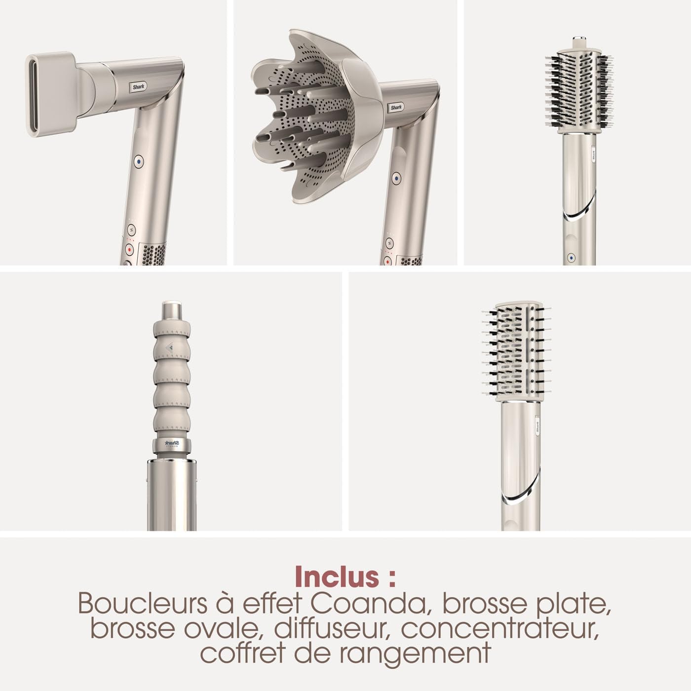 Shark - Styler à air chaud multi-styles - coiffage sans chaleur, brosses, boucleurs, concentrateur, tous cheveux
