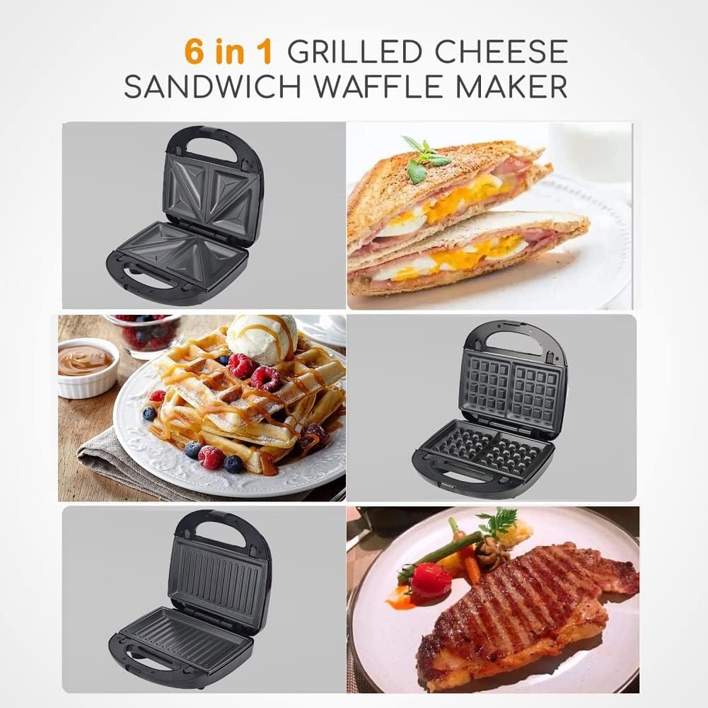 SOKANY - Appareil 6-en-1 multifonction 750W, plaques antiadhésives, contrôle automatique de la température