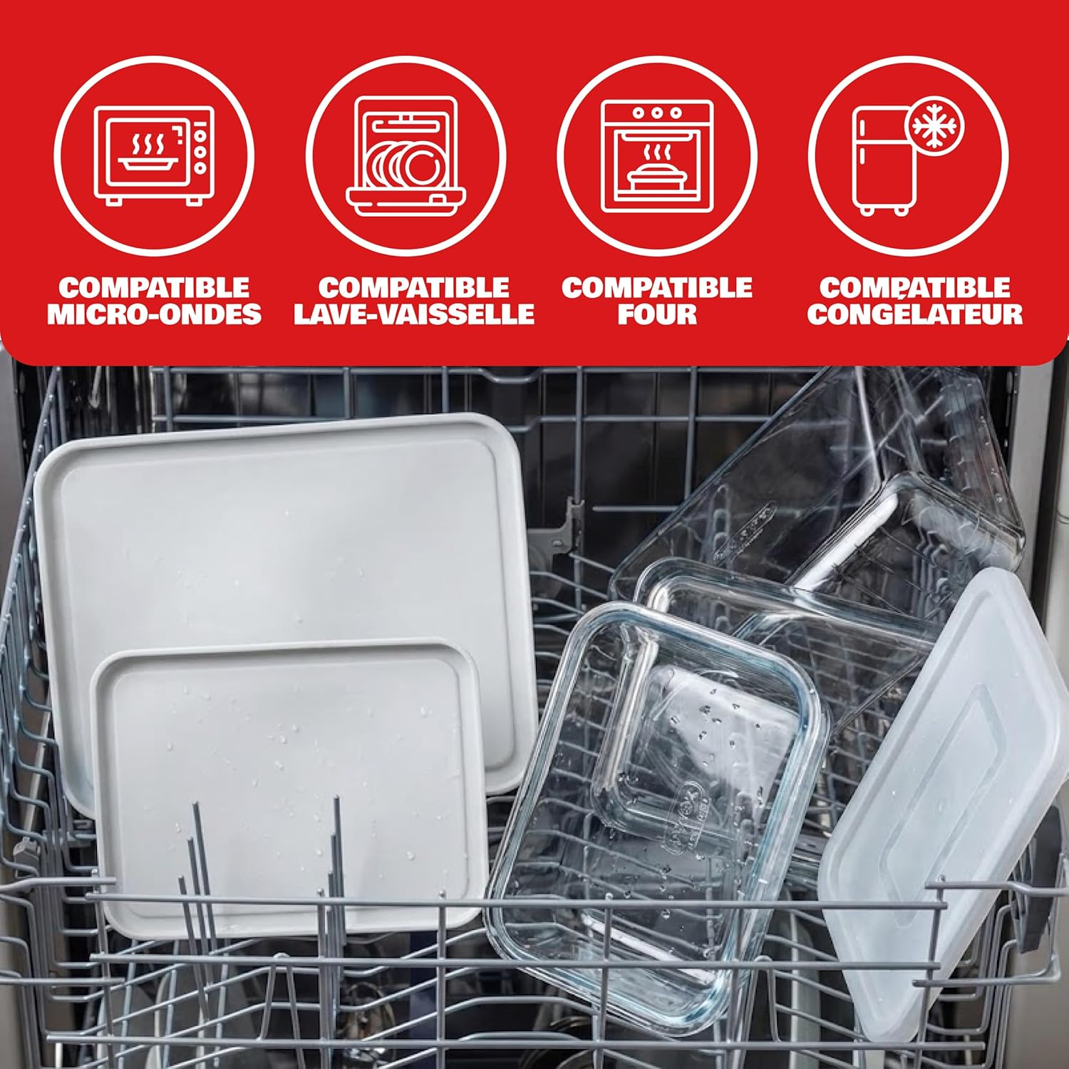 Pyrex - Spécial Congélateur Rectangulaire 19x14 cm - Verre borosilicate résistant et sans BPA