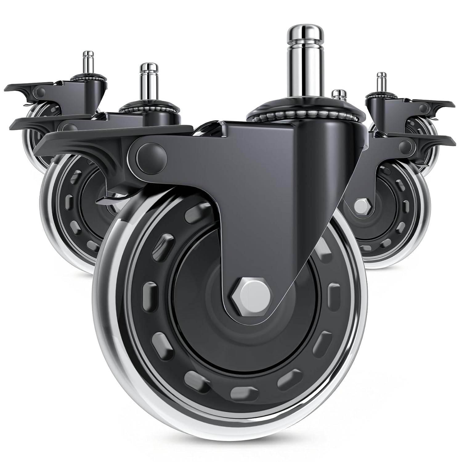 COSYLAND - Set de 5 roulettes 11x22 mm - frein, sols protégés, durable