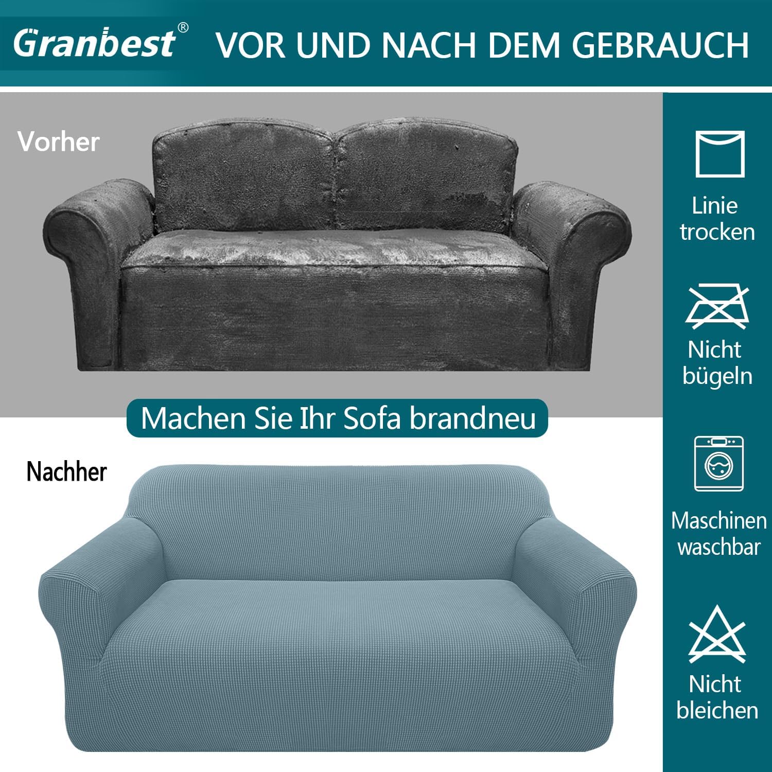 Granbest - housse de canapé moderne - 2 places - jacquard extensible, protection animaux